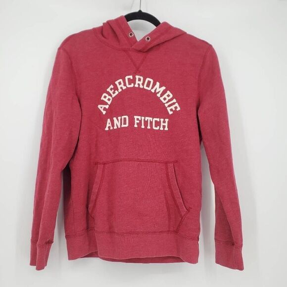 Abercrombie & Fitch Tops - Abercrombie & Fitch Women's Red Maroon pullover hoodie spellout Size XS